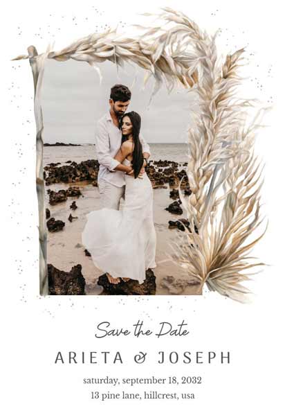 Floral Photo Save the Date Announcement Invitation with a Romantic and Elegant Design