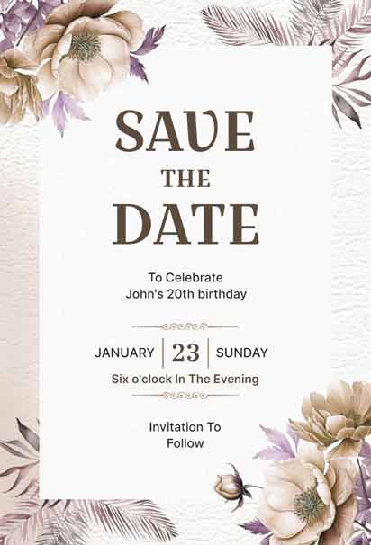 Floral Birthday Save the Date Invitation with a Charming and Elegant Design