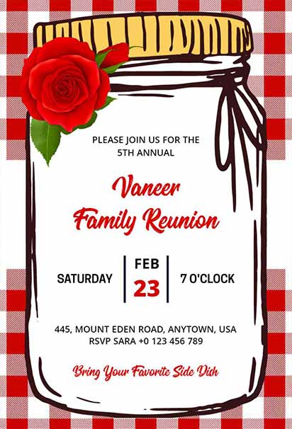 Charming Family Reunion Design With Gingham Patterns, Mason Jars, and Country-Style Decor