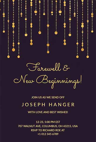 Glamorous Farewell Celebration Design With Rich Purple Background and Shimmering Gold Accents