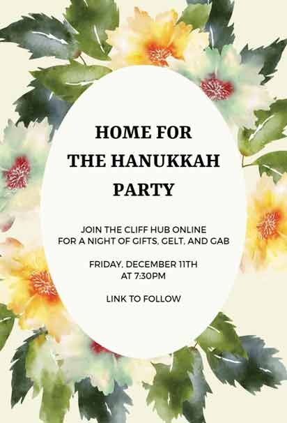 Goldenrod and Beige Event Hanukkah Party Invitation Template with Elegant Candlelight and Festive Accents