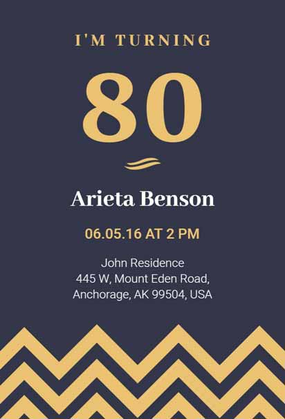 Latest Design 80th Birthday Invitation Template featuring a modern and elegant layout