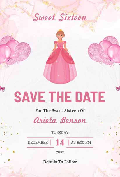 Marble Sweet Sixteen Save the Date Birthday Invitation with a Chic and Elegant Design