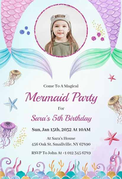 Mermaid Birthday Party Invitation with a Magical and Oceanic Design