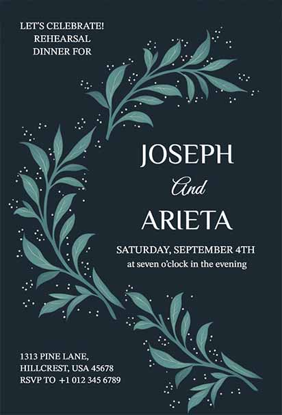 Midnight Rehearsal Dinner Design With Dark Botanical Accents and Elegant Sophisticated Theme