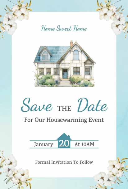Minimalist Housewarming Save the Date Invitation with a Modern and Clean Design