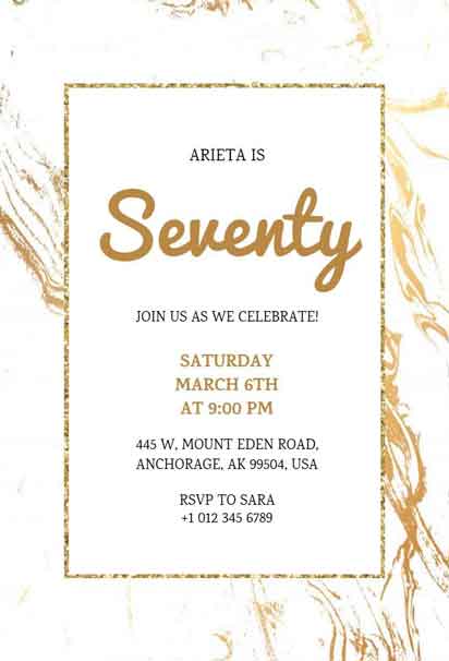 New Simple 70th Birthday Invitation with a Clean and Elegant Design