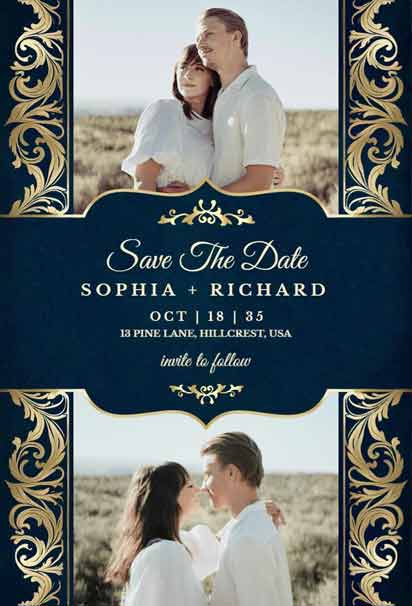 Outdoor Wedding Photo Save the Date Invitation Card with a Natural and Romantic Design