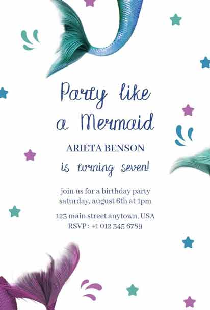 Party Like a Mermaid Birthday Invitation with a Fun and Whimsical Underwater Design