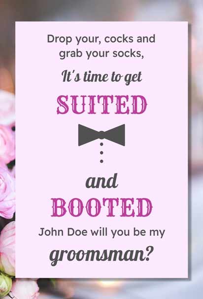 Pastel Floral Groomsman Pink Invitation Template featuring delicate flowers