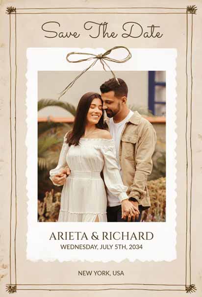 Personalized Photo Wedding Save the Date Invitation Card with a Elegant and Intimate Design