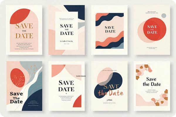 Save the Date Wedding Invitations with Geometric and Abstract Pattern