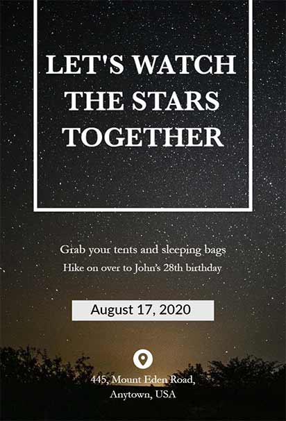 Magical Get-Together Design With a Starry Night Sky, Sparkling Lights, and a Dreamy Atmosphere