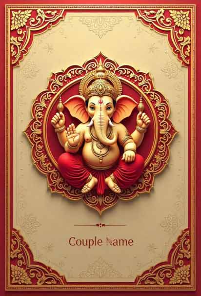 Gold Foil Ganesha Layout with Elegant Shine and Sacred Traditional Symbolism
