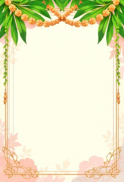 Thoranam Accents Layout with Festive Green Garlands and Traditional Decorative Elements