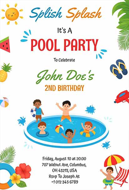 Lively Kids’ Pool Party Design With Bright Summer Colors, Tropical Accents, and Playful Water Elements