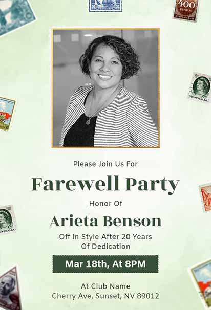 Vintage Farewell Party Design With World Travel Motifs, Retro Maps, and International Flair