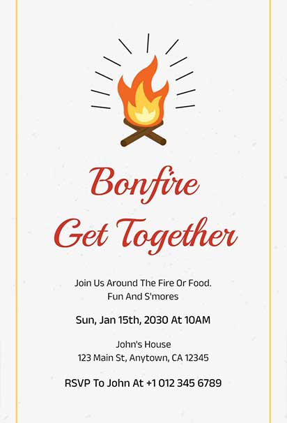 Inviting Get-Together Design Featuring a Bonfire Scene