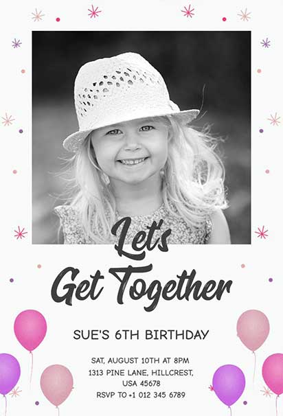 Playful Get-Together Design With Colorful Balloons and a Lighthearted, Whimsical Style