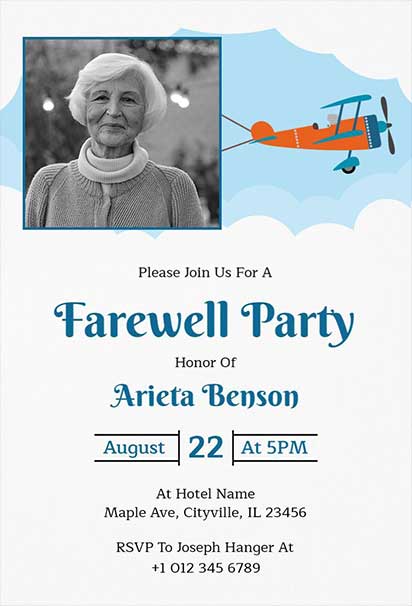 Dreamy Farewell Party Design Featuring a Whimsical Sky Theme With Clouds,  Airplanes , and Soft Pastel Tones