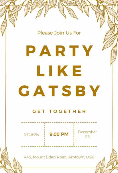 Great Gatsby Invitation Templates Free Printable
