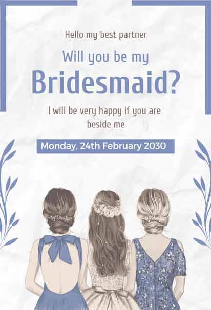 White Bridesmaid Invitation with a Minimalist and Elegant Design