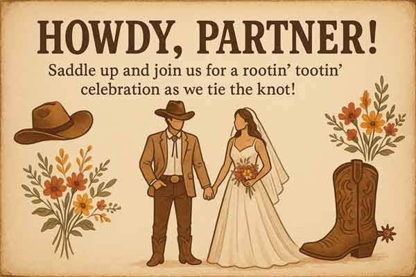 Casual And Playful Wording For Western Wedding Invitations