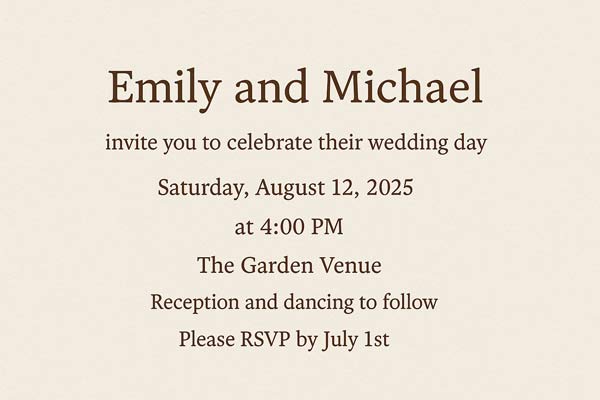 Casual Wording For Simple Wedding Invitations