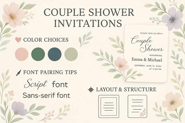 Colors, Fonts, And Layouts Work Best For Couple Shower Invitations