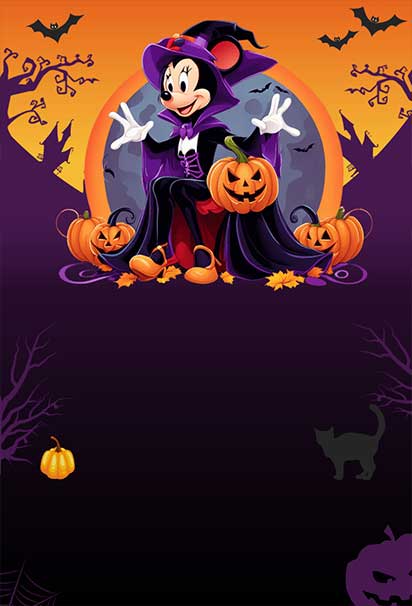 Cute Disney-Inspired Halloween Party Invitation Background with Adorable Characters