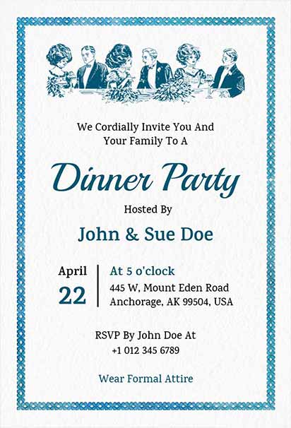 Elegant Vintage Dinner Design With Classic Borders, Ornate Details, and Soft Neutral Tones