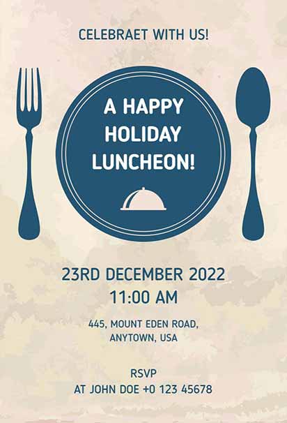 Festive Holiday Luncheon Design With Seasonal Decorations, Warm Colors, and Cheerful Ambiance