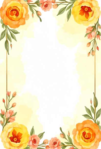 Floral Design With Roses And Leaves Haldi Ceremony Invitation