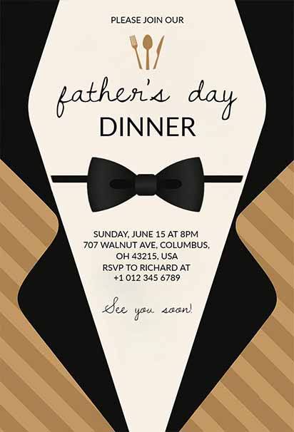 Formal Father’s Day Dinner Design Featuring Suit Elements, Bow Tie, and a Classic Masculine Theme
