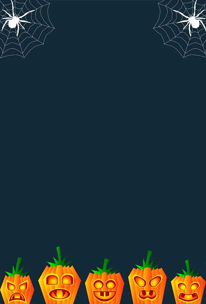 Funny Pumpkins and Spider Web Halloween Invitation Background with Playful Elements