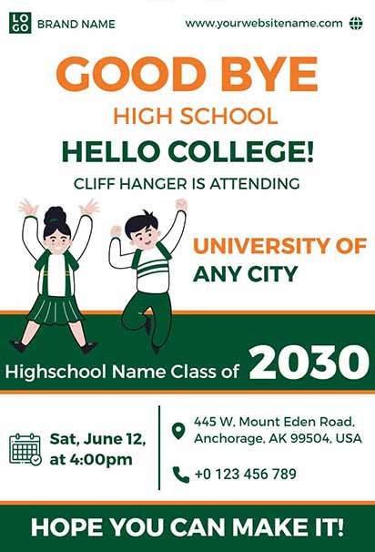 Vibrant Green and Orange Graduation Goodbye Party Invitation