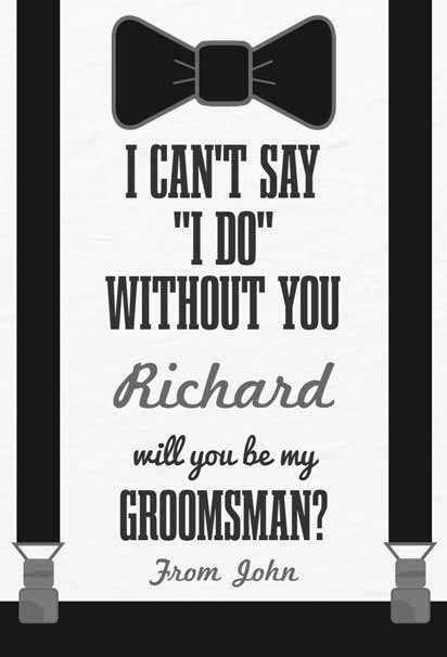 Black Bow Tie With Suspenders Framing A Personalized Groomsman Invitation