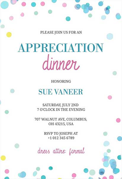 Playful Pastel Appreciation Dinner Party Invitation with Soft Spring Tones