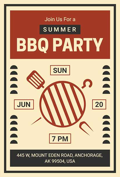 Retro Summer BBQ Invitation with Vintage Colors and Classic Grill-Inspired Design