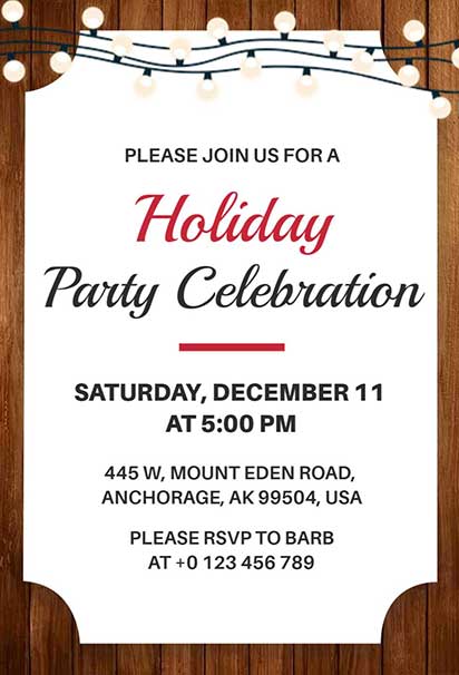 Rustic Holiday Party Design With Wooden Background and Warm String Light Decorations