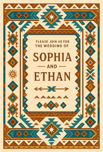 Southwestern Geometry Western Wedding Invitation Design