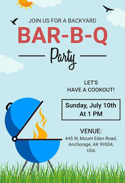Sunny Backyard BBQ Invitation with Bright Yellow Accents and Relaxed Outdoor Picnic Theme