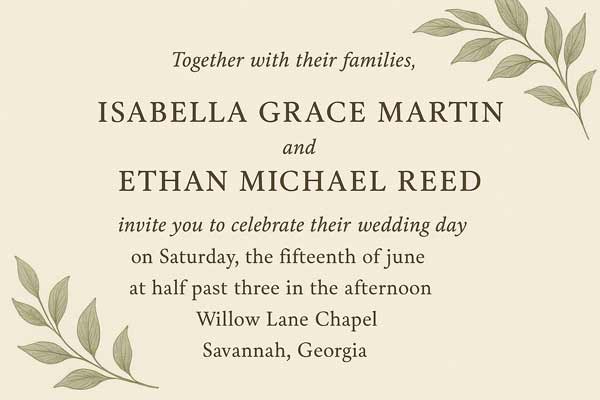 Traditional Wording For A Vintage Wedding Invitation