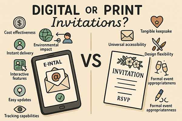Comparison Between Digital and Print Invitations Highlighting Their Key Features and Benefits