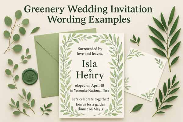 Eco-friendly Elopement Invite Wording For Greenery Wedding Invitations