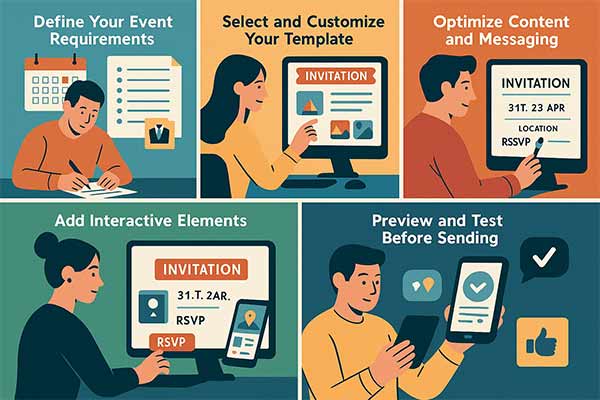 Illustration Step-by-step guide to create professional digital invitations