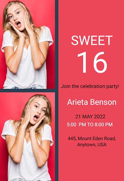 Teen Birthday Invitation Featuring Trendy Design Elements and Bold Typography for a Stylish Celebration