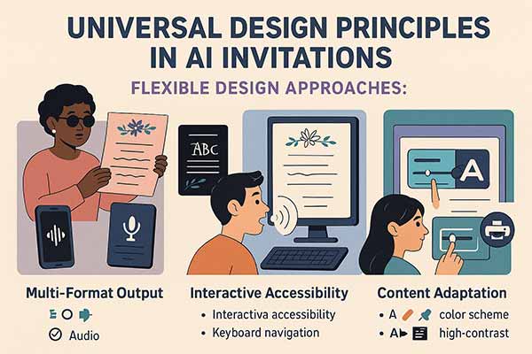Universal Design Principles Illustrated in AI-Generated Invitations for Broad Accessibility and Usability