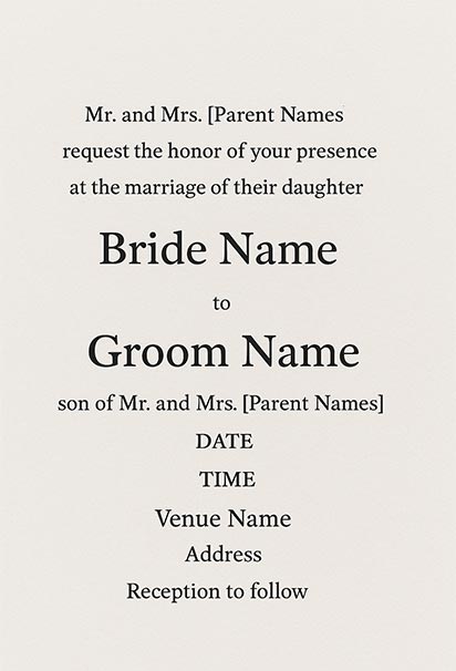 Wedding Invitation Wording Example Showcasing Elegant Typography and Formal Event Details