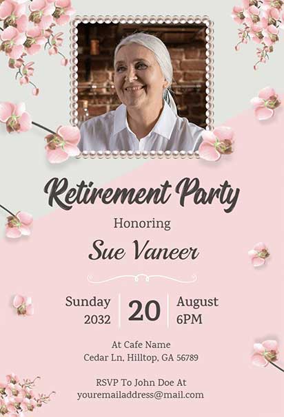 Charming Retirement Party Design With Pink Blossoms and Elegant Floral
